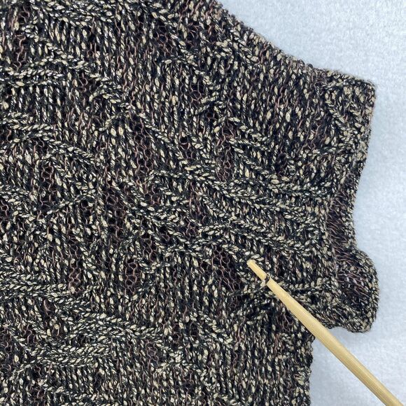 EILEEN FISHER Sweater XS Wrapped Sparkle Pullover Short Sleeve Brown Gold - Picture 13 of 14